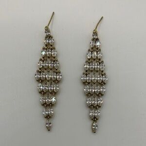 Gold-tone Rhinestone Chandelier Earrings